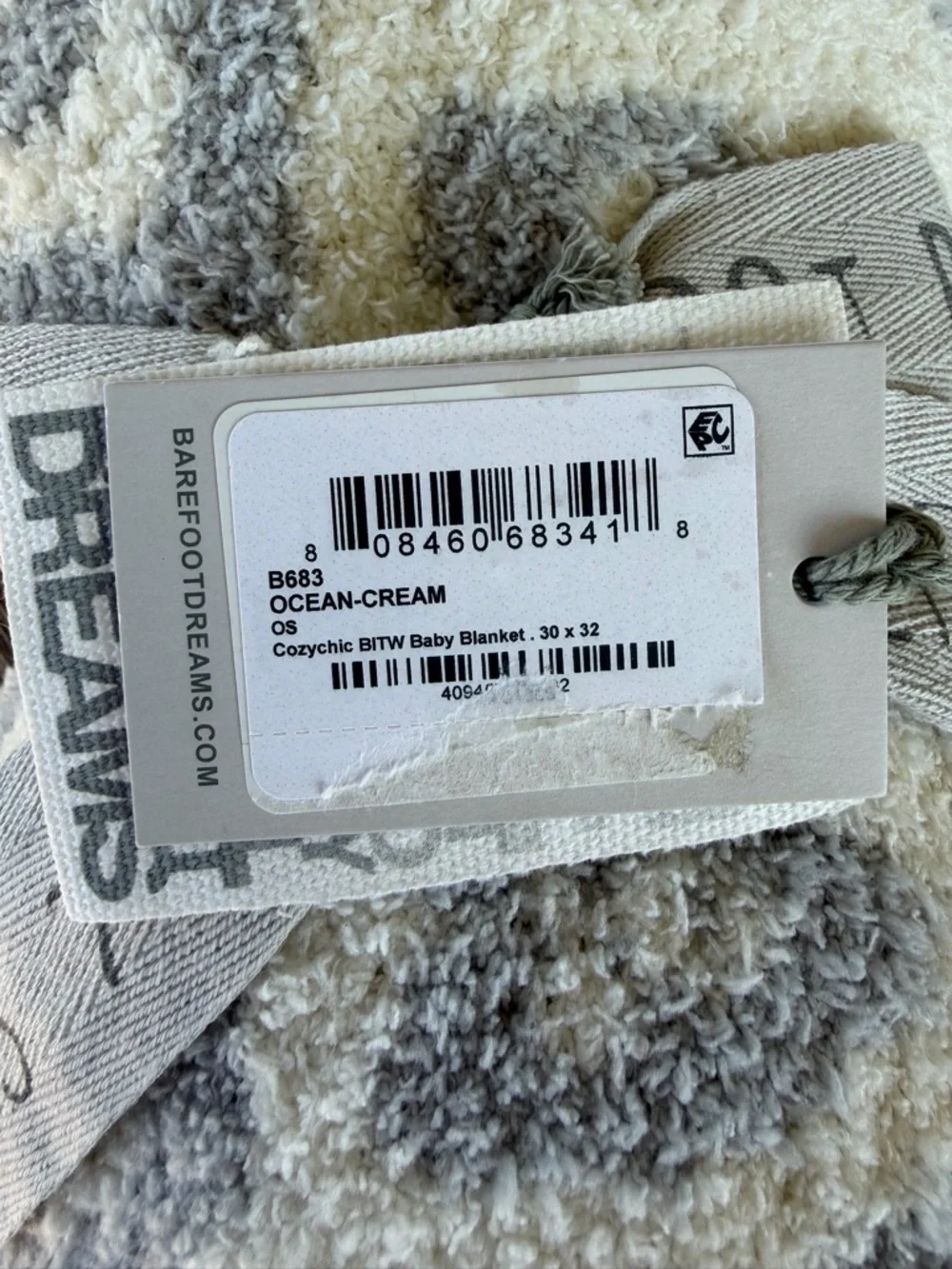 Barefoot Dreams Barefoot in the Wild CozyChic Baby Blacket Ocean/Cream 30x32 NWT